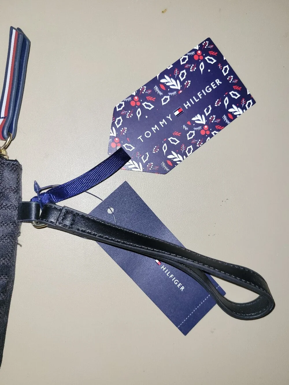 NWT - Tommy Hilfiger Dark Navy Logo Jacquard Wristlet.